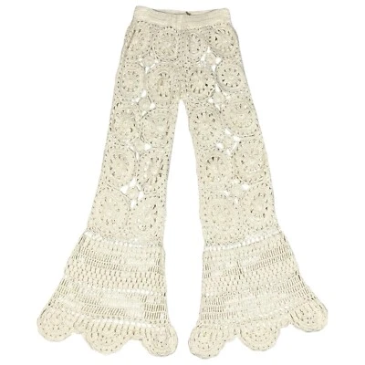 Pantalones de Natación Akoia Crochet Para Mujer XS Acampanados Tejido Hippie Transparente Playa Boho Crema Nuevos Foto 1 de 4