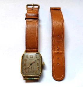 Vintage 1920's Art Deco Waltham 14k Gold Filled 15 Jewel Men's Tank Watch - Picture 1 of 12
