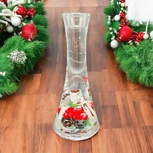 Gilde Dreamlight Glas Kerzenständer Halter rote Beeren Weihnachtsstämme Weihnachten 7" - Bild 1 von 14