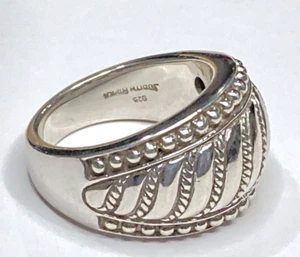Judith Ripka Sterling Classic Cable Twist and Dot Chunky Dome Ring 10g Sz 6 - Picture 1 of 8