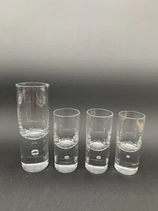 Lot Of 4 Kosta Boda Pippi Clear Control Bubble Shot Glasses 3 @3.25" & 1 @4-5/8” - Picture 1 of 2