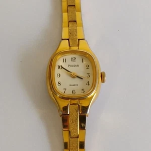 Vintage Pulsar Gold Quartz Watch Textured Polished Gold Link New Battery - Picture 1 of 14