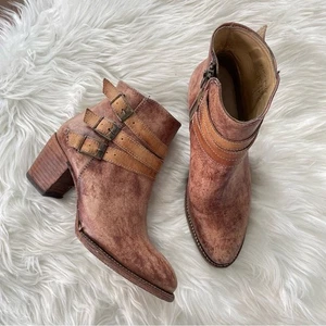 Bed Stu | Womens Begin Tan Teak Driftwood Ankle-High Leather Boot Heeled Buckles - Picture 1 of 12