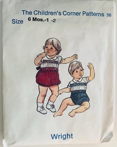 The Children's Corner Pattern Wright #56 Size 6mos, 1 & 2 Infants Smocked Romper - Picture 1 of 2
