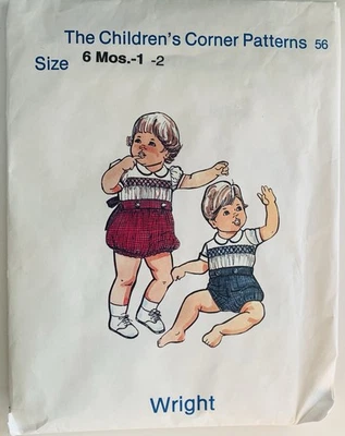 The Children's Corner Pattern Wright #56 Size 6mos, 1 & 2 Infants Smocked Romper - Image 1 of 2