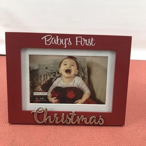 Roter Bilderrahmen 4x6 "Babys First Christmas" Weihnachtsdeko Kleinkind - Bild 1 von 4