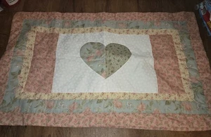 Vintage JC Pennys King Size Shams Cottagecore Quilt Heart Roses Set of 2 - Picture 1 of 4