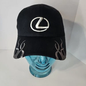 Lexus Logo Baseball Cap Men's Black Flames New Adjustable Hat Port Authority - Picture 1 of 8