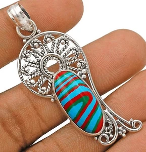 Joyería colgante de plata de ley maciza 925 de calsílice arco iris natural - Imagen 1 de 1