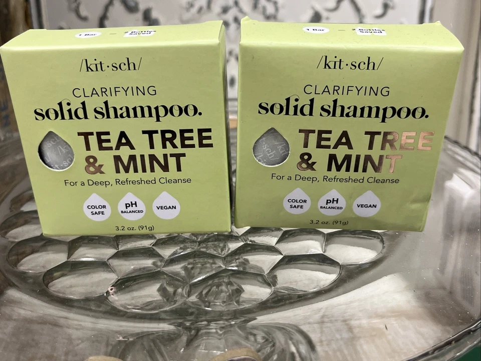 Kitsch Solid Shampoo Bar TEA TREE & MINT Clarifying 3.2 oz Each Vegan