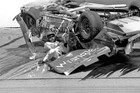 1982 DALE EARNHARDT NASCAR CHAMPION STOCK CAR AUTO RACING WRECK FLIP 8X12 PHOTO