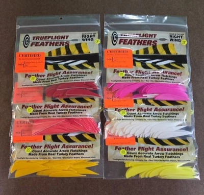 Trueflight Feathers "3" Parabolic   LW or RW  dozen or 50 Count packs - Image 1 of 2