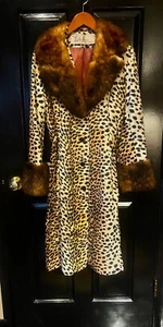 Vintage 60's-70's Lilli Ann Leopard Print and Mink Coat Med Never Worn - Picture 1 of 5