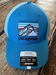 PATAGONIA LINE LOGO RIDGE LOPRO TRUCKER HAT ANACAPA BLUE MENS ADJUSTABLE NEW - Picture 1 of 4