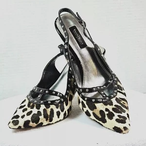 White House Black Market Sling Back Heels Women's 7.5M Shoes Cheetah Print - Picture 1 of 11