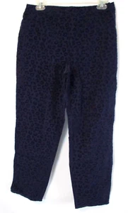 Isaac Mizrahi 24/7 Flocked Leopard Pants Blue 10P Pull On A372813 Women CB11U - Picture 1 of 6