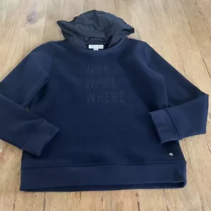 Massimo Dutti Wool Hooded Pullover Girls 9/10 Navy Why When Where - Picture 1 of 5