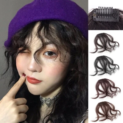 One Piece Clip in Natural Wavy Neat Air Fringe Clip in Remy Human Hairpiece Bang - Image 1 of 4