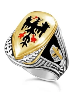 Germanic Eagle Shield sterling silver  ring - Picture 1 of 2