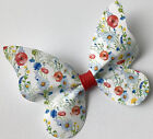 POPPY & PANSY"  3.5 BUTTERFLY PRINTED CANVAS FABRIC PINCH BOW TEMPLATE HAIR BOWS