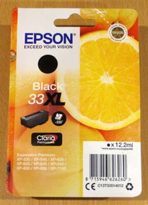 Cartucho GENUINO EPSON 33XL Negro ORIGINAL T3351 NARANJAS tinta en caja fecha 2027 - Imagen 1 de 1