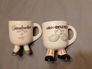 Vintage 1976 Enesco Grandmother & Grandfather Mug Set - Picture 1 of 5
