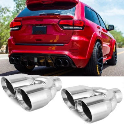 2*Exhaust Pipe Muffler Double Outlet Stainless Steel Tip For Jeep Grand Cherokee - Image 1 of 4