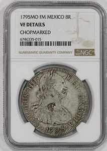 1795 Mo FM Mexico Silver 8 Reales NGC VF Chopmarked Charles IV - Picture 1 of 4