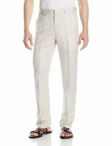 Cubavera Men's Flat Front Herringbone Pant Natural Linen Blend Size 36W x 32L - Picture 1 of 5