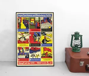 Poster KPD Gegen Faschismus und Hindenburg Plakat 1920er Kommunismus Antifa - Bild 1 von 3
