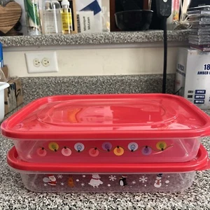 Chef Craft Xmas Design! Food Containers! 2 Pc. New! - Picture 1 of 4