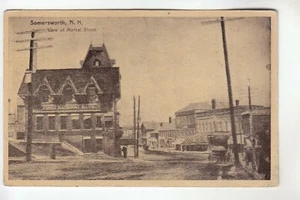 Sepia View of First National Bank & Market Street Somersworth NH - Picture 1 of 1