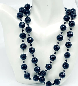 Collar de colección bisutería patrimonial de una sola hebra bola discoteca negra cuentas de plástico - Imagen 1 de 8