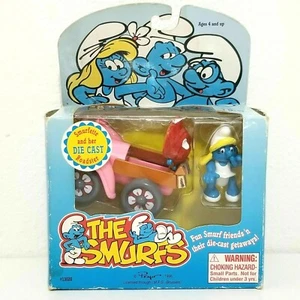 1996 Vintage The Smurfs Smurfette Figure & Her DieCast Roadster Irwin Toy Island - Picture 1 of 12