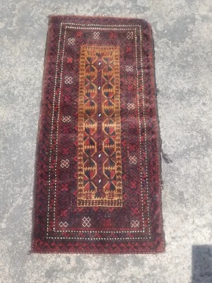 Bolso Multicolor Antiguo Hecho a Mano de Lana Baluch Afgano Envejecido 37x17 pulgadas Foto 1 de 4