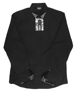NEU HERREN JUST CAVALLI SCHWARZ KNOPF SHIRT 52 $ 285 - Bild 1 von 3