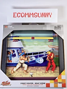 Pixel Frames Street Fighter II Ken Stage Boat Scene Shadow Box Art 9x9" | Capcom - Imagen 1 de 3