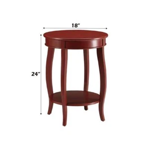 Acme Furniture Storage Side Table 24" H, Round Wooden construction Aberta Red - Picture 1 of 8