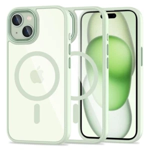 COVER CUSTODIA TECH-PROTECT MAGMAT MAGSAFE IPHONE 15 GREEN/CLEAR - Foto 1 di 6