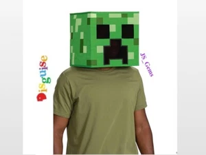 New Minecraft Creeper Costume Halloween Headpiece Green Mask Disguise - Picture 1 of 15