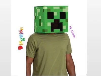 New Minecraft Creeper Costume Halloween Headpiece Green Mask Disguise - Image 1 of 4