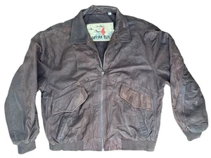 Vintage Burma Run Bomberjacke Herren Large weinrot Leder Outdoor Full Zip - Bild 1 von 8