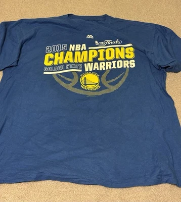 2015 NBA Champions Golden State Warriors Blue And Yellow Tee - Image 1 of 2