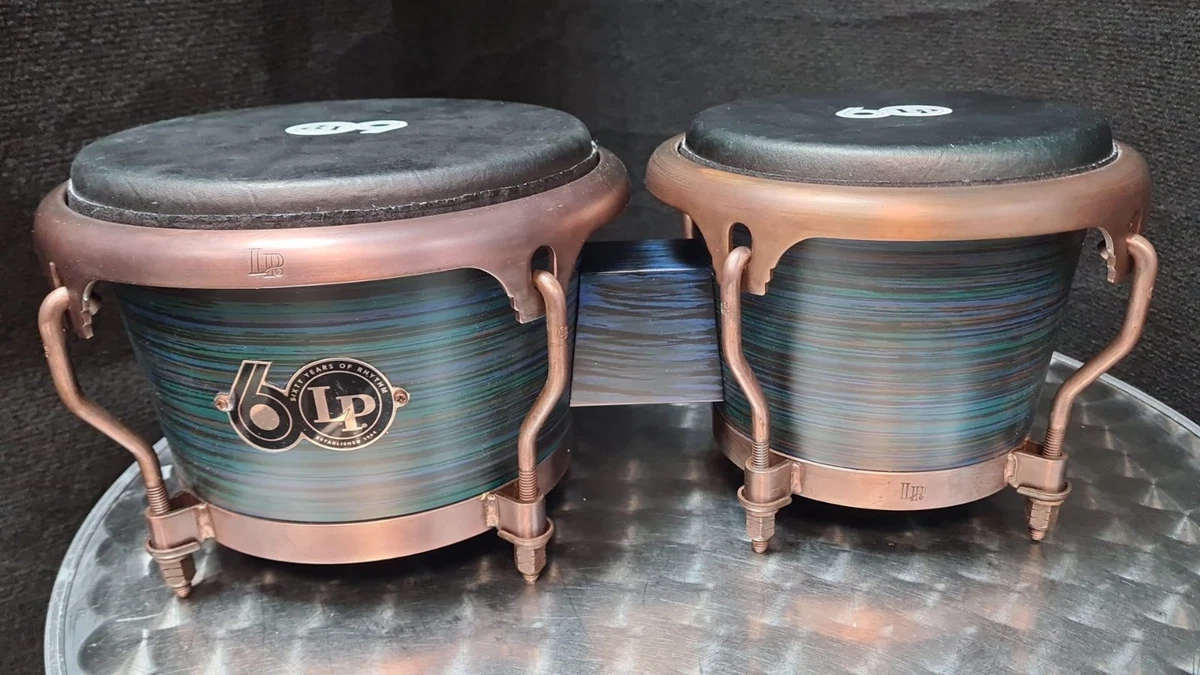 LP Latin Percussion Bongo Legends – John Rodrigues Modell, 7¼ & 9 Zoll, Buche Natur, Mit Naturfell