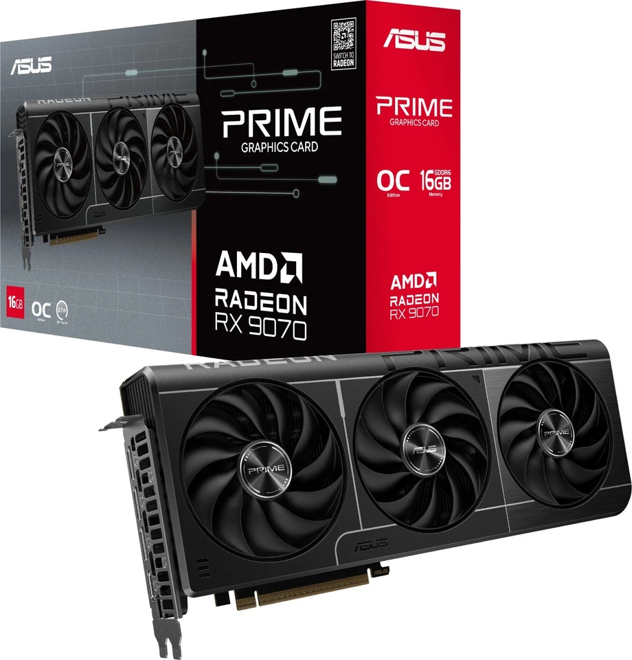 Asus Prime Radeon RX 9070 16GB GDDR6 OC Edition Scheda Video Gaming AMD RDNA 4 - Immagine 1 di 4