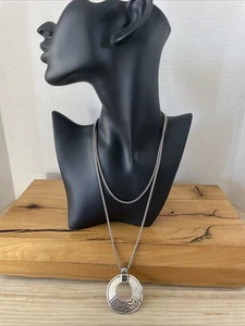 Brighton Necklace “Bloc Haus" Silver-Plated Round Pendant w Blue Stone Read* - Picture 1 of 9
