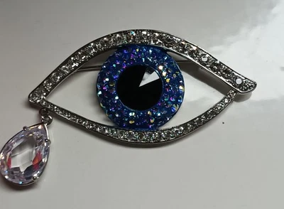 Butler & Wilson Large Blue Eye Brooch • Statement Crystal Pin • Rare Design - Image 1 of 4