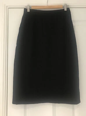 Vtg Windsmoor Black Pure New Wool Lined Work Office Pencil Skirt 10 UNUSED 28W - Image 1 of 4
