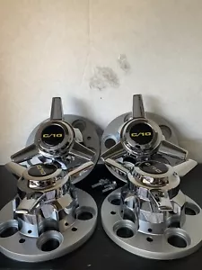 (4) 3 BAR SPINNER & CENTER CAPS FOR 5 LUG CHEVY TRUCK RALLY WHEELS, C/10 - Picture 1 of 4