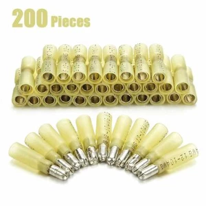 200PCS Yellow Female Male Heat Shrink Bullet Crimp Connector Terminal Waterproof - Picture 1 of 7
